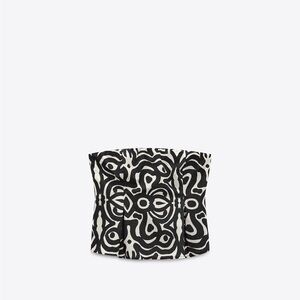 Black and White Patterned Strapless Top